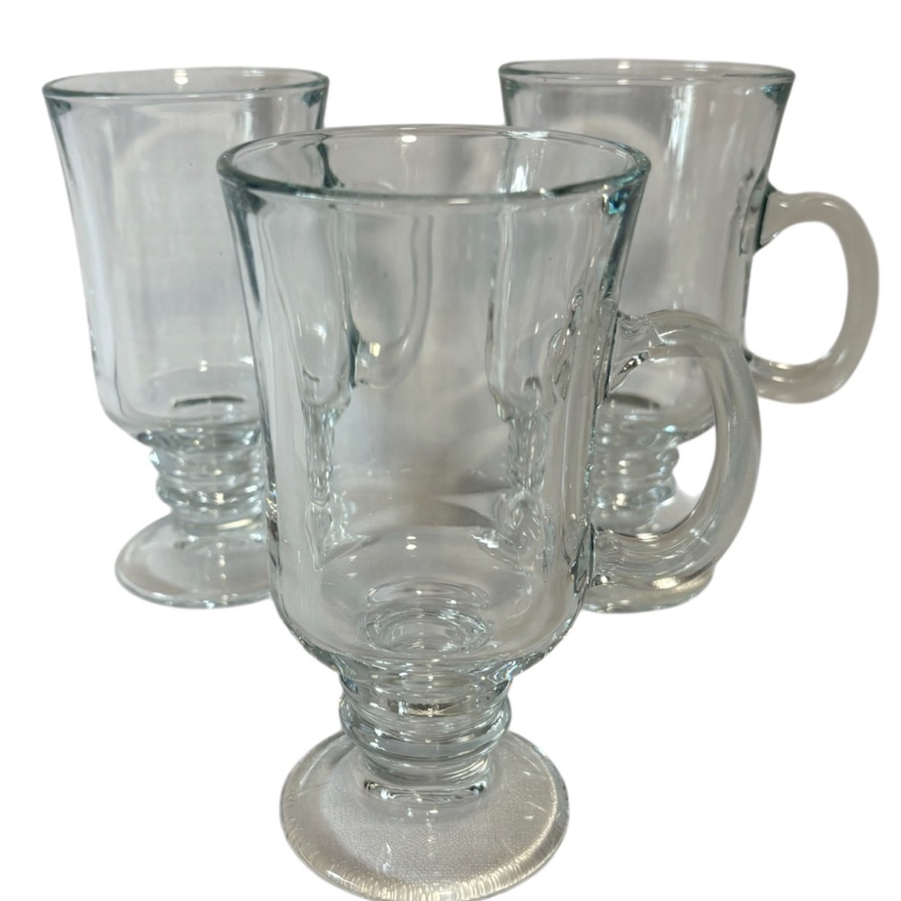 3 Irish Clear Irish Coffee Mugs D handle